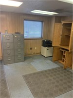 Room contents includes filing cabinets, printer,