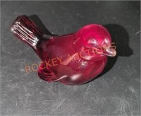 Fenton glass ruby bird paper weight