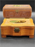 2- Vintage Wood Dresser Top Jewelry Boxes