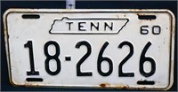 Vintage 1960 Tennesse License Plate