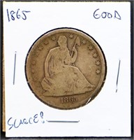 1865 Seated Liberty Half Dollar