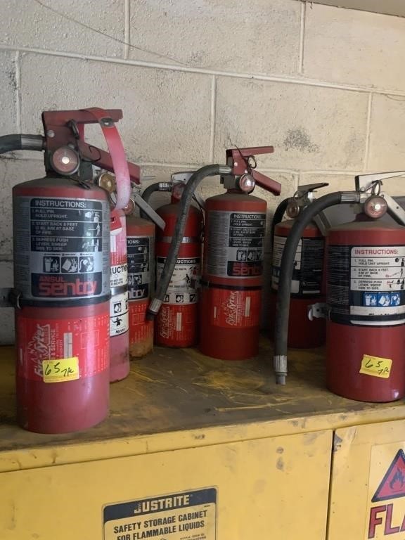 Seven fire extinguishers