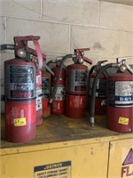 Seven fire extinguishers