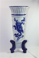 Blue and White Chinese Footed Vase