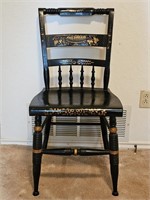 Vtg. Hitchcock Style Stenciled Black Spindle Chair