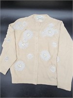Ladies Cashmere Sweater w/ Beaded Flower, Size M