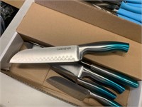 NEW 5 PIECE KNIFE SET BLUE