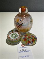 VTG Murano Glass Paperweights & Vase