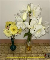 2-vases with faux flowers. Excellent condition