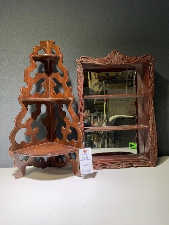 2 VTG Wooden Shelves - Mirrored & Corner