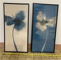 2-12x24in oil on canvas floral paintings