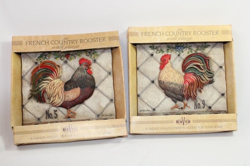 Pair of French Country Rooster Wall Plaque