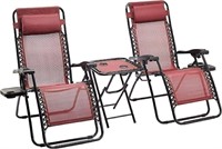 Zero Gravity Reclining Chairs (2) and Table - Red