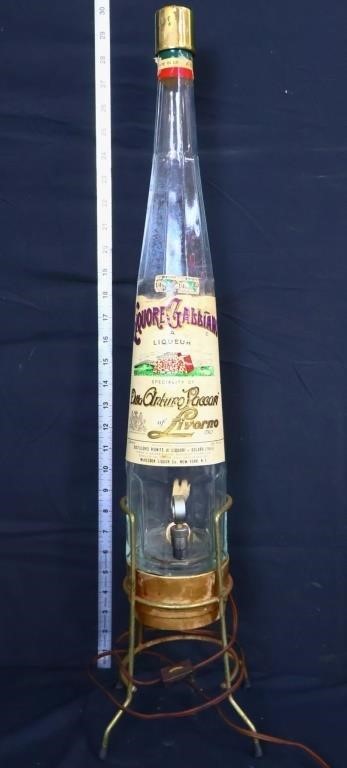 Vintage Counter Liquor Display Bottle W/Rack