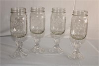 Set of Four Mason Jar Goblets