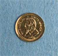 14K Solid Gold Mini Krugerrand W/COA