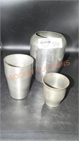 Pewter vase and cups