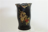 Small Black Chinese Wooden Vase