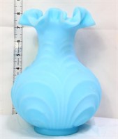 Vintage Blue Satin Fenton Vase