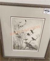 Framed etching pencil signed 21/175