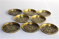 Set of 8 Small Brass Trays or Coasters