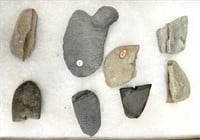 Banner stone fragments, (2) Gorgets