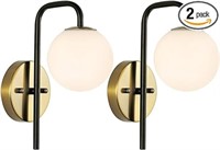Industrial Mid Century Globe Wall Sconce Set of 2