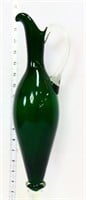 Vintage 18 Inch Green Glass Ewer