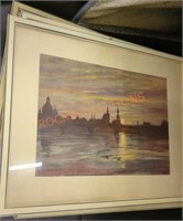 Vintage framed 6 piece famous European places