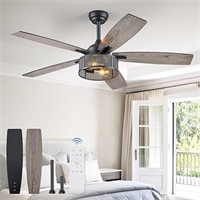 Farmhouse Ceiling Fans with Lights and Remote, 52