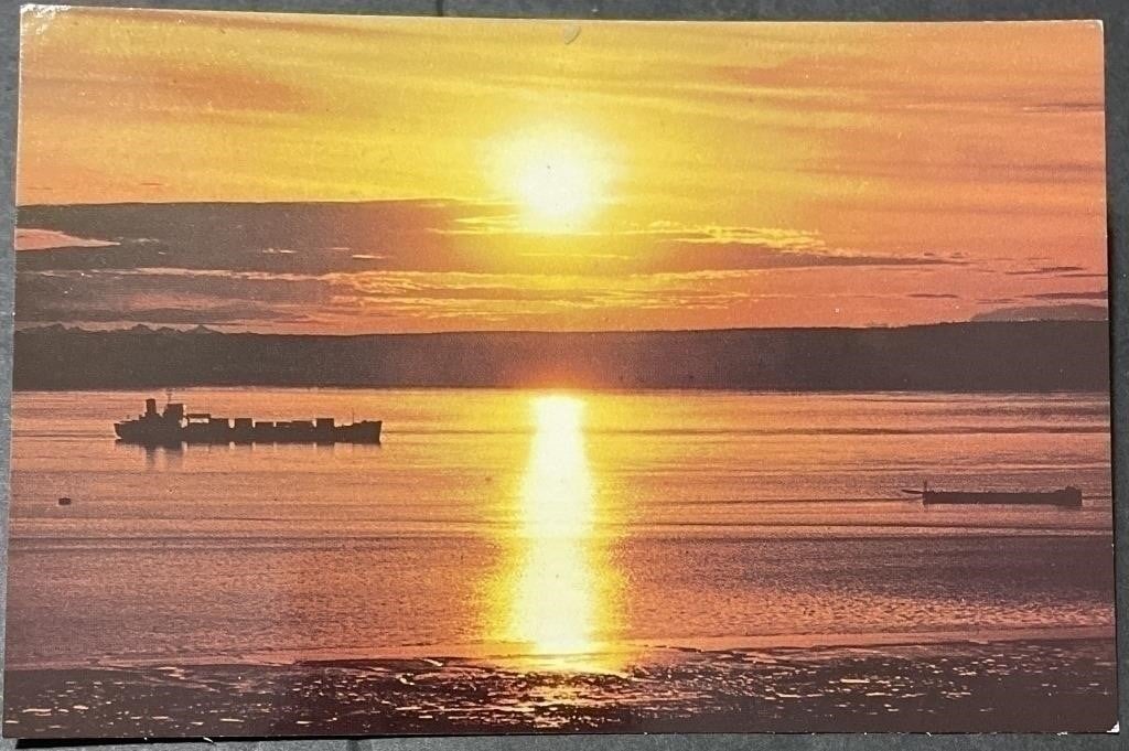 Vintage Sunset Over The Cook Inlet Postcard RPPC