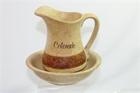 Vintage Pottery Craft Pitcher and Bowl