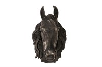 PATINATED METAL WALL MOUNTED HORSE HEAD