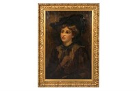ANTIQUE PAINTING OF A LADY IN A BLACK HAT