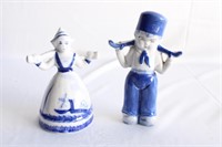Set of Delft Porcelain Style Water Carrier Figures