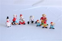 Lot of Eight Miniature Clown Figurines