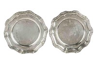 PAIR OF GERMAN SILVER SERVICE PLATES, 1369g