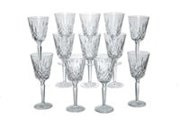 TWELVE LISMORE PATTERN WATERFORD WINE GLASSES