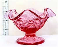 Fenton Pink Strawberry Footed Bowl