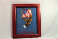 Framed Embroidery of Bald Eagle and Flag