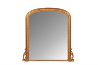 LARGE ANTIQUE CARVED GILTWOOD MIRROR