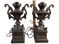 Pair of table lamps missing shades decorative
