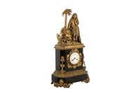 FRENCH EGYPTIAN REVIVAL GILT BRONZE CLOCK