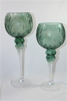 Pair of Green Glass Goblets