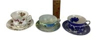 Tea cups & saucers (3)- handpainted Nippon,