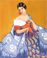 ART DECO GOUACHE OF A SPANISH LADY