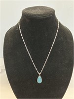 18" necklace w/ blue gemstone .925 pendant