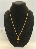 24" necklace gold tone w/ crucifix