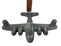 Wooden Bomber Plane Sculpture Marked on bottom.