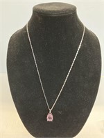 24" necklace w/ pink quartz .925